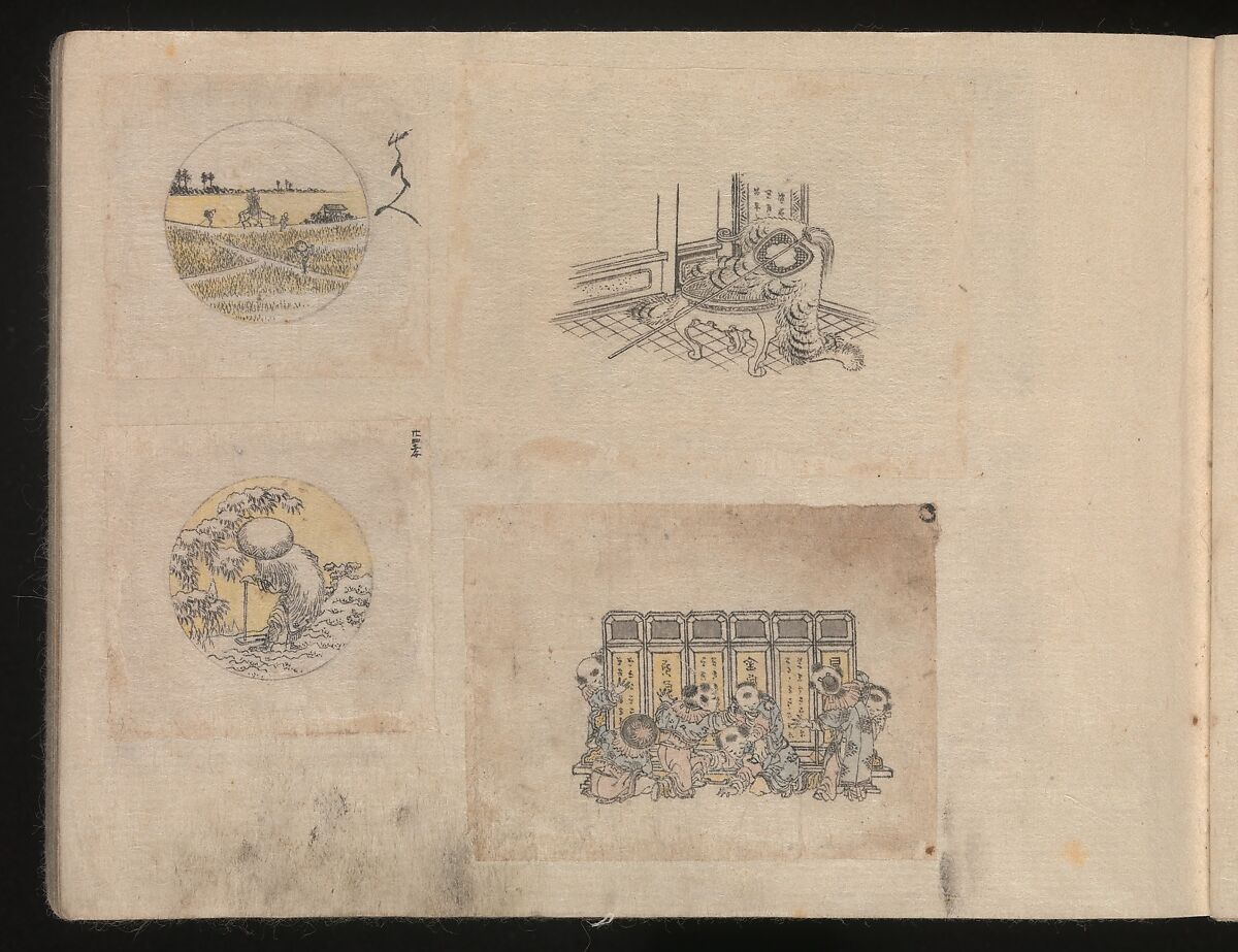 Miniature Drawings for Craftspeople, Katsushika Hokusai (Japanese, Tokyo (Edo) 1760–1849 Tokyo (Edo)), Two albums pasted with 548 drawings; ink and color on paper, Japan