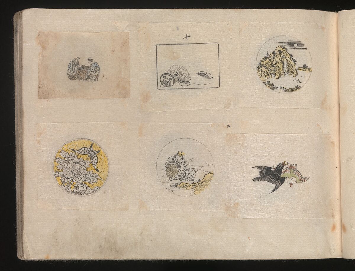 Miniature Drawings for Craftspeople, Katsushika Hokusai (Japanese, Tokyo (Edo) 1760–1849 Tokyo (Edo)), Two albums pasted with 548 drawings; ink and color on paper, Japan