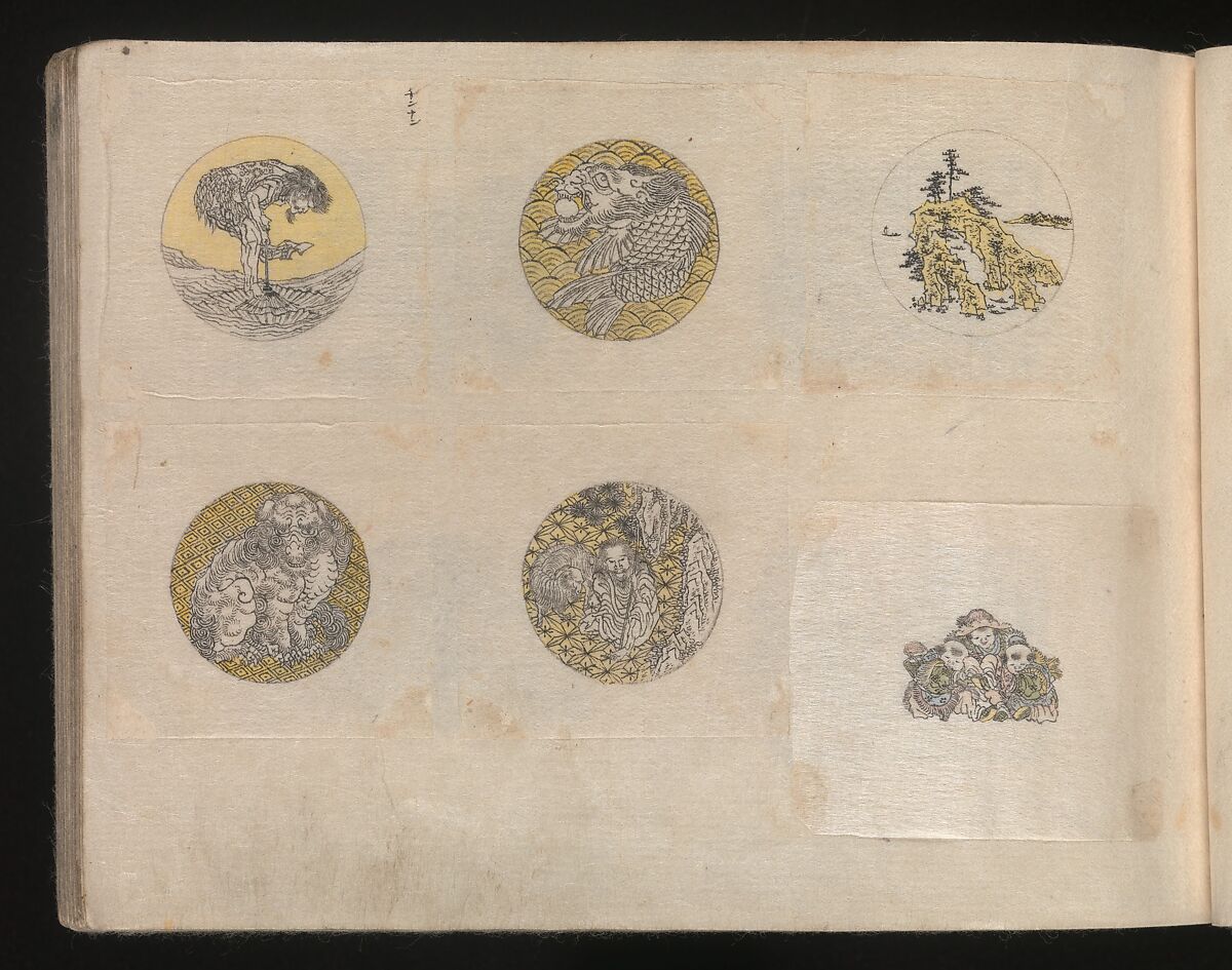 Miniature Drawings for Craftspeople, Katsushika Hokusai (Japanese, Tokyo (Edo) 1760–1849 Tokyo (Edo)), Two albums pasted with 548 drawings; ink and color on paper, Japan