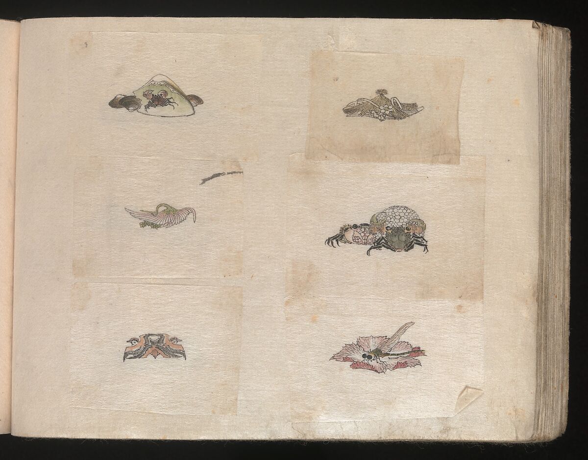 Miniature Drawings for Craftspeople, Katsushika Hokusai (Japanese, Tokyo (Edo) 1760–1849 Tokyo (Edo)), Two albums pasted with 548 drawings; ink and color on paper, Japan