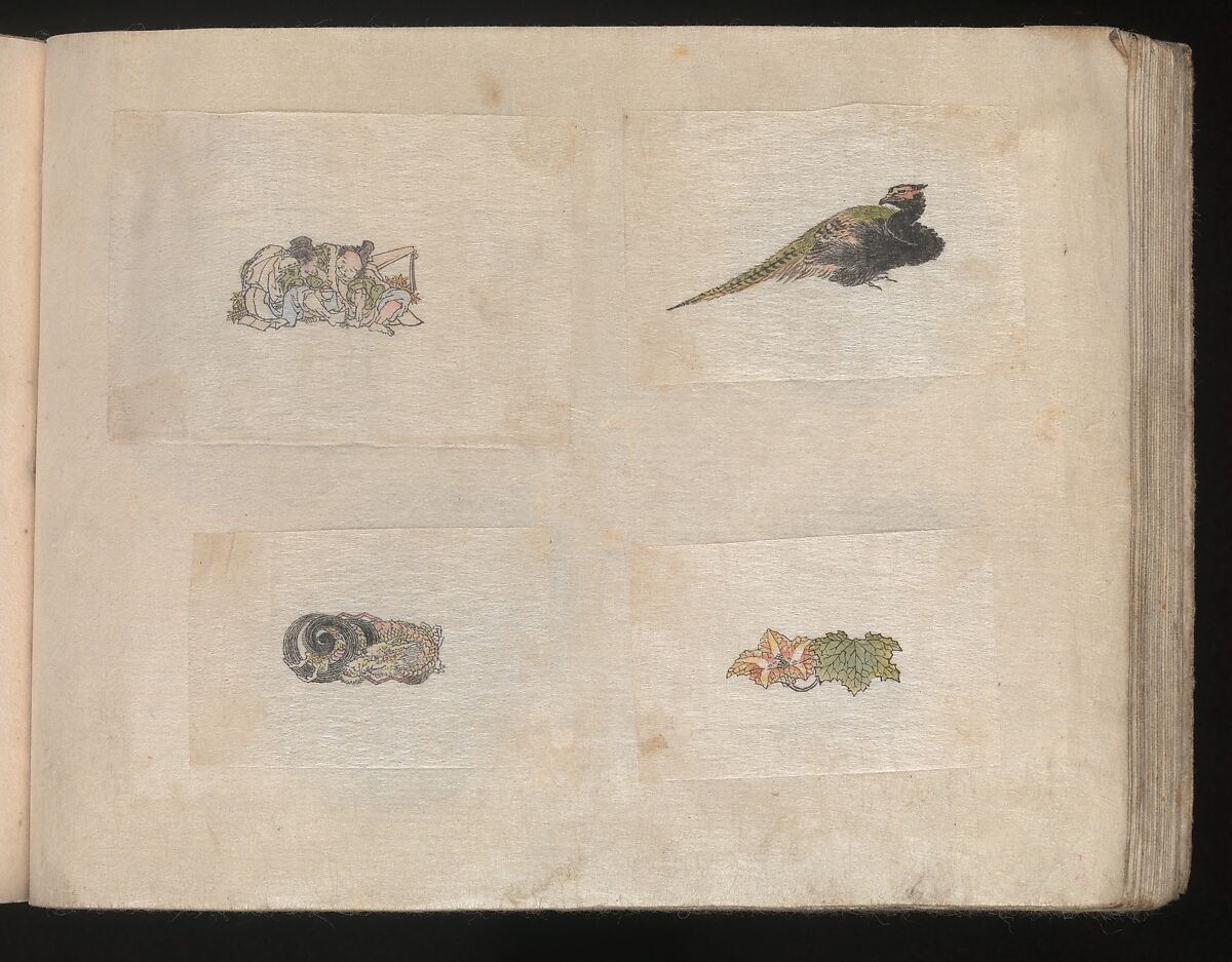 Miniature Drawings for Craftspeople, Katsushika Hokusai (Japanese, Tokyo (Edo) 1760–1849 Tokyo (Edo)), Two albums pasted with 548 drawings; ink and color on paper, Japan