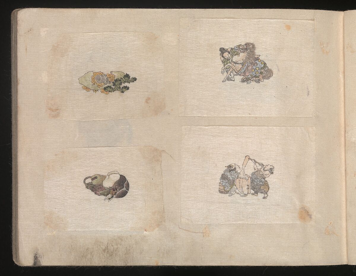 Miniature Drawings for Craftspeople, Katsushika Hokusai (Japanese, Tokyo (Edo) 1760–1849 Tokyo (Edo)), Two albums pasted with 548 drawings; ink and color on paper, Japan