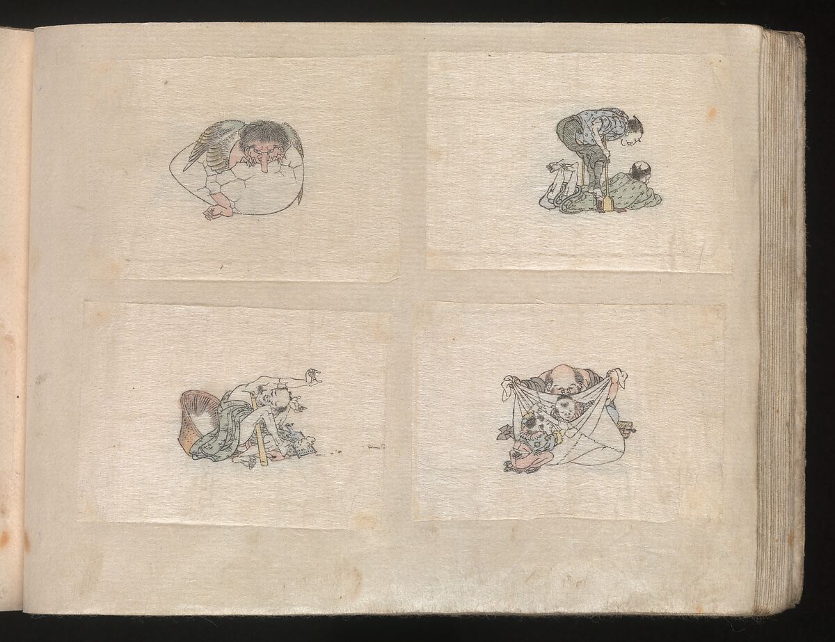 Miniature Drawings for Craftspeople, Katsushika Hokusai (Japanese, Tokyo (Edo) 1760–1849 Tokyo (Edo)), Two albums pasted with 548 drawings; ink and color on paper, Japan