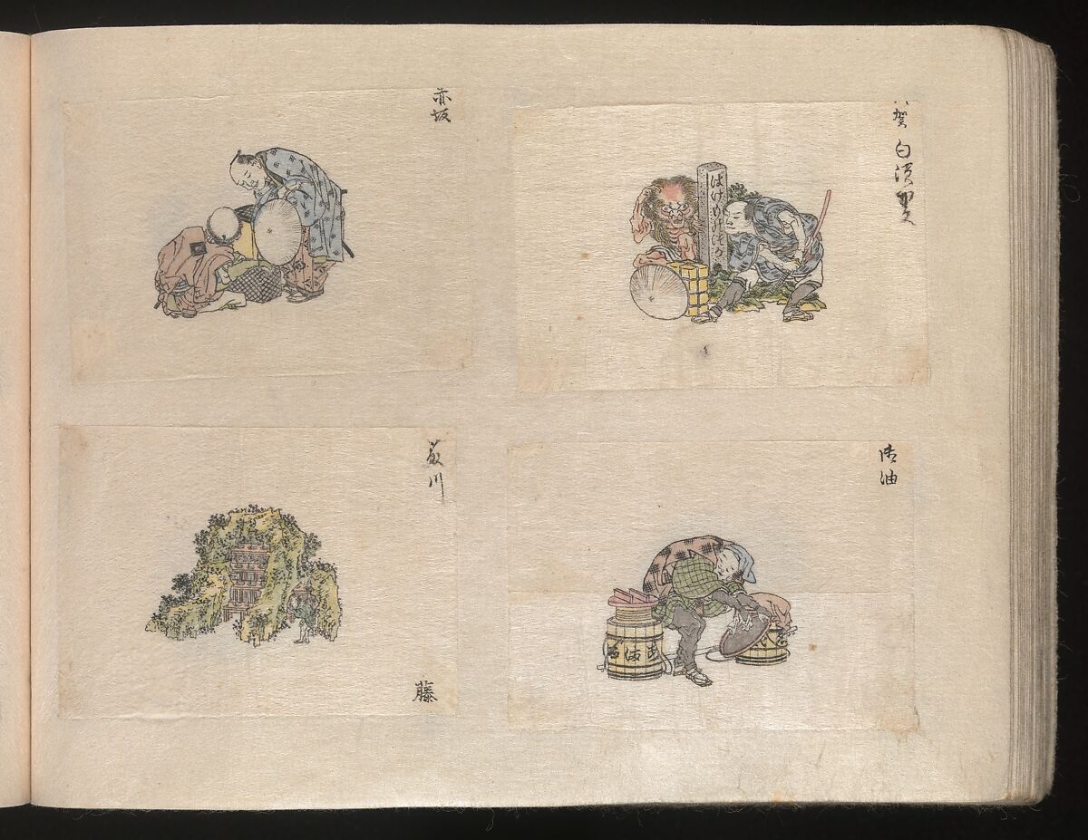 Miniature Drawings for Craftspeople, Katsushika Hokusai (Japanese, Tokyo (Edo) 1760–1849 Tokyo (Edo)), Two albums pasted with 548 drawings; ink and color on paper, Japan