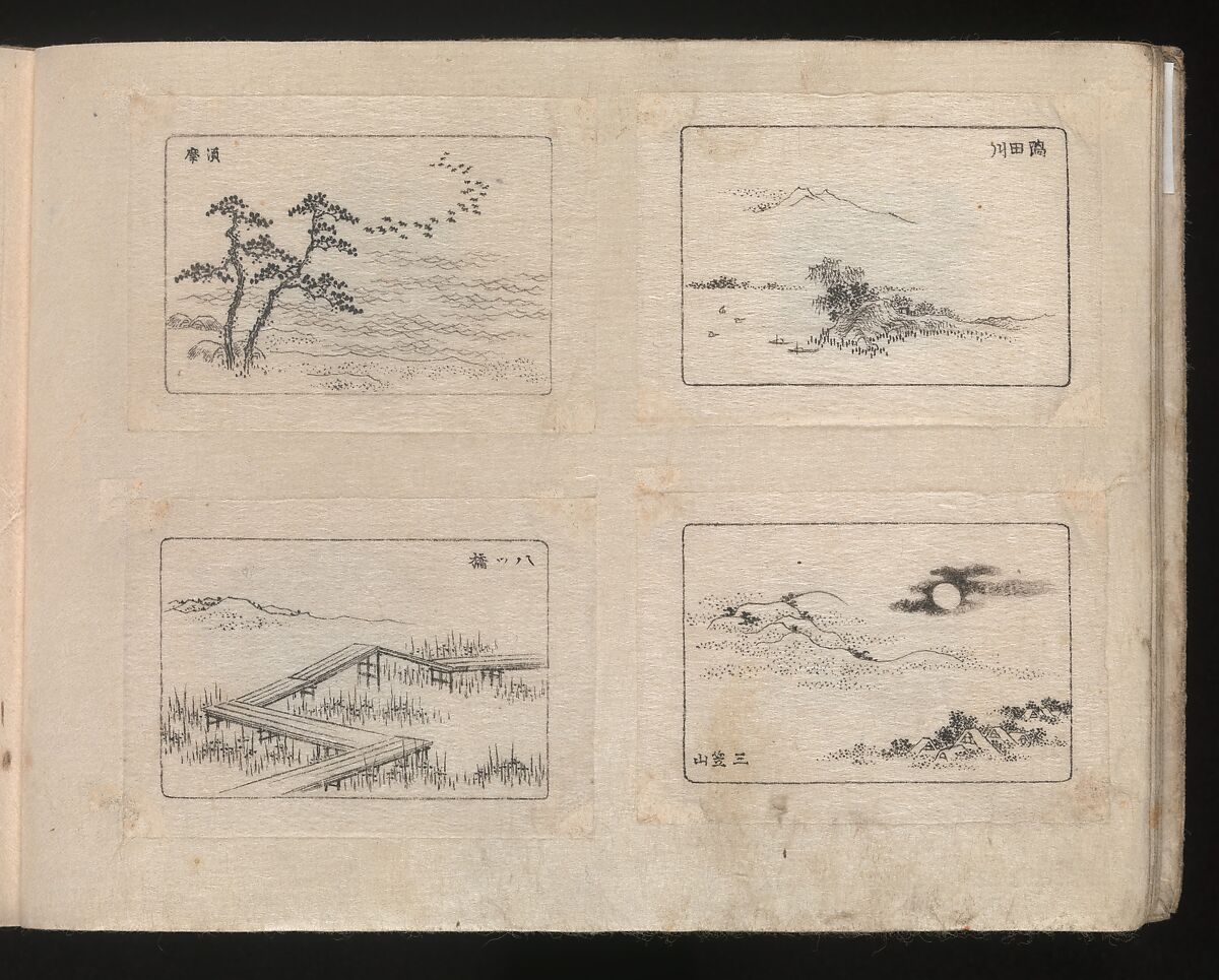 Miniature Drawings for Craftspeople, Katsushika Hokusai (Japanese, Tokyo (Edo) 1760–1849 Tokyo (Edo)), Two albums pasted with 548 drawings; ink and color on paper, Japan