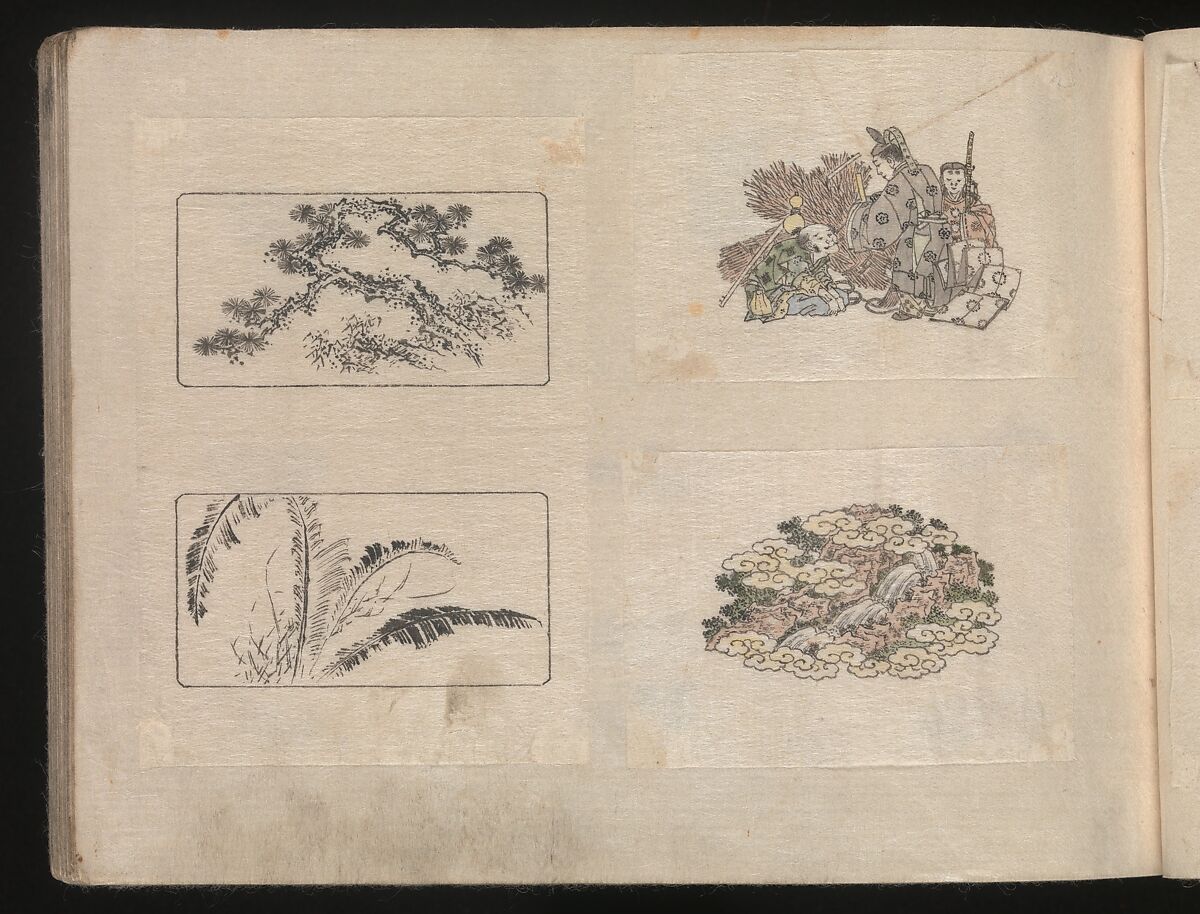 Miniature Drawings for Craftspeople, Katsushika Hokusai (Japanese, Tokyo (Edo) 1760–1849 Tokyo (Edo)), Two albums pasted with 548 drawings; ink and color on paper, Japan