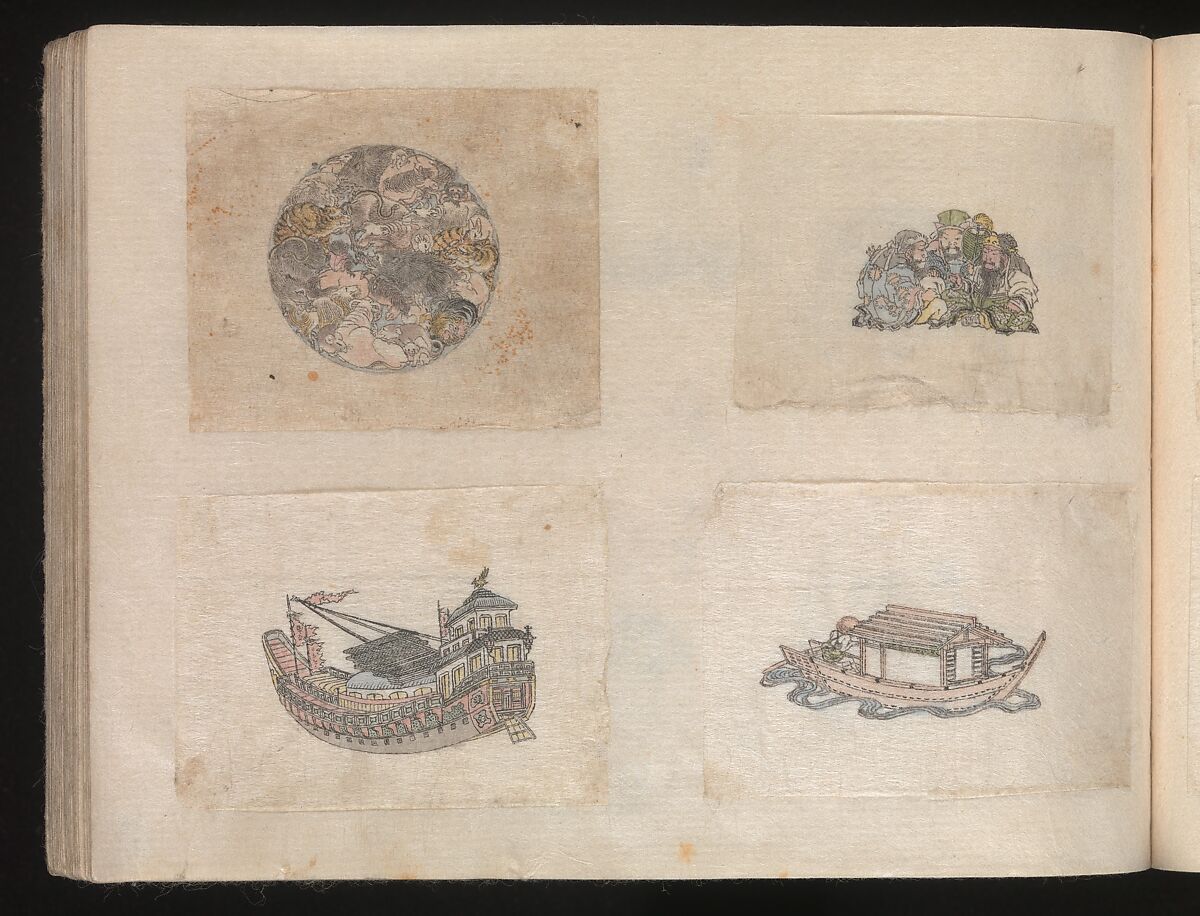 Miniature Drawings for Craftspeople, Katsushika Hokusai (Japanese, Tokyo (Edo) 1760–1849 Tokyo (Edo)), Two albums pasted with 548 drawings; ink and color on paper, Japan