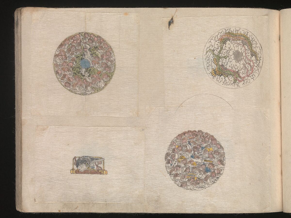 Miniature Drawings for Craftspeople, Katsushika Hokusai (Japanese, Tokyo (Edo) 1760–1849 Tokyo (Edo)), Two albums pasted with 548 drawings; ink and color on paper, Japan