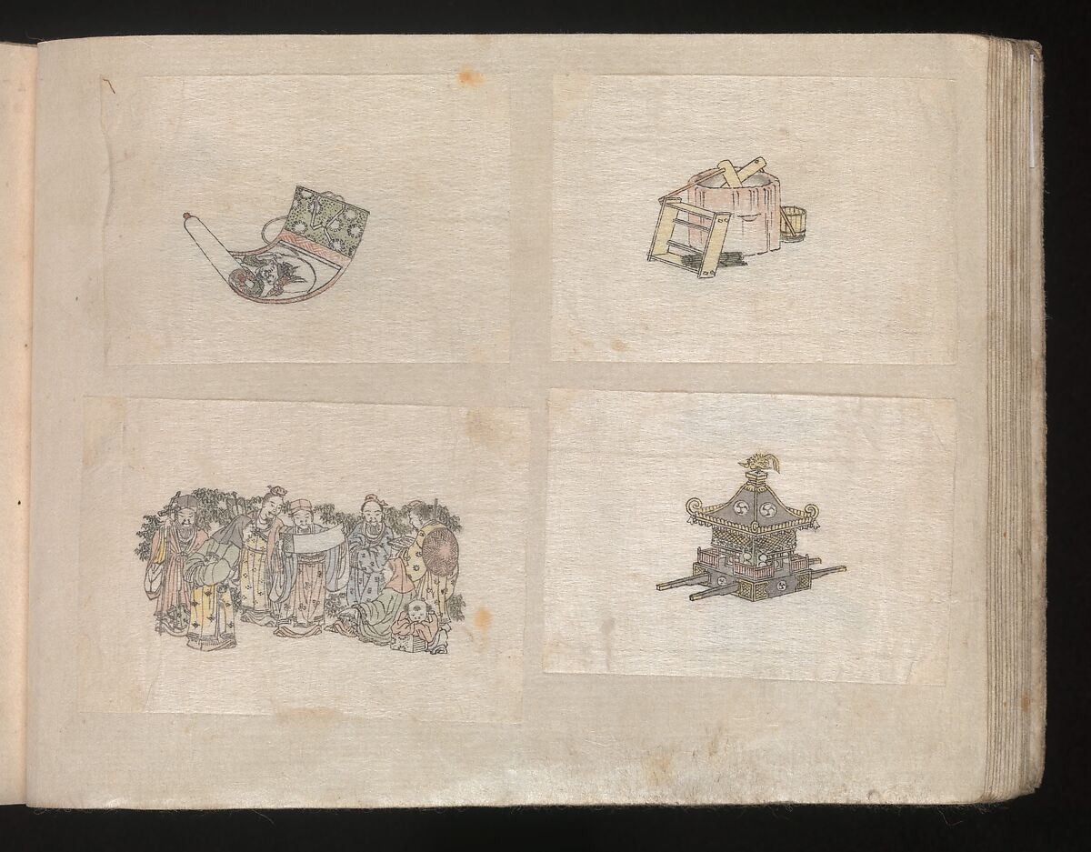 Miniature Drawings for Craftspeople, Katsushika Hokusai (Japanese, Tokyo (Edo) 1760–1849 Tokyo (Edo)), Two albums pasted with 548 drawings; ink and color on paper, Japan
