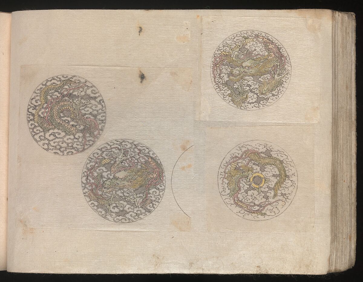 Miniature Drawings for Craftspeople, Katsushika Hokusai (Japanese, Tokyo (Edo) 1760–1849 Tokyo (Edo)), Two albums pasted with 548 drawings; ink and color on paper, Japan