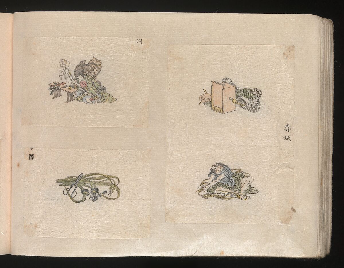 Miniature Drawings for Craftspeople, Katsushika Hokusai (Japanese, Tokyo (Edo) 1760–1849 Tokyo (Edo)), Two albums pasted with 548 drawings; ink and color on paper, Japan