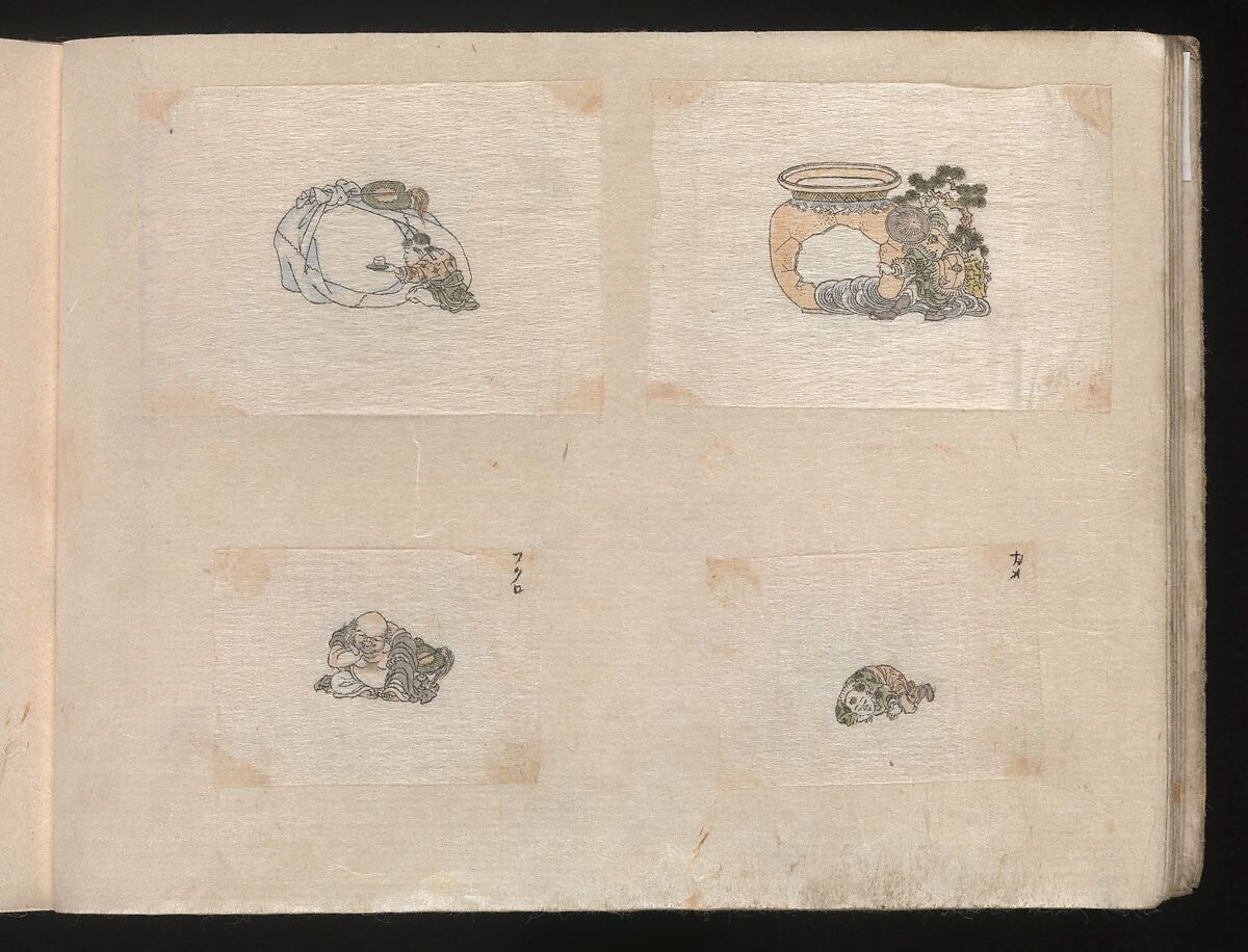 Miniature Drawings for Craftspeople, Katsushika Hokusai (Japanese, Tokyo (Edo) 1760–1849 Tokyo (Edo)), Two albums pasted with 548 drawings; ink and color on paper, Japan