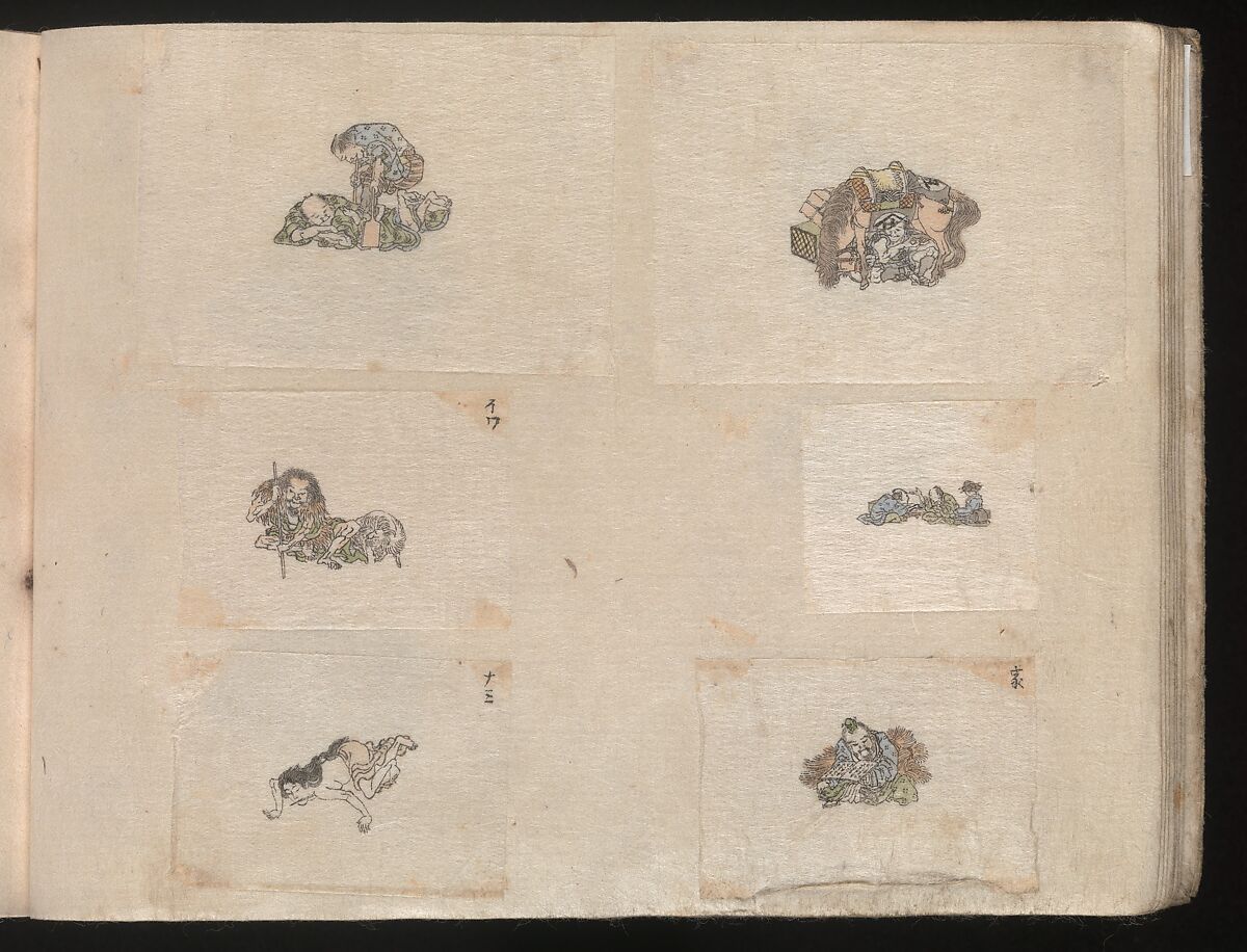 Miniature Drawings for Craftspeople, Katsushika Hokusai (Japanese, Tokyo (Edo) 1760–1849 Tokyo (Edo)), Two albums pasted with 548 drawings; ink and color on paper, Japan