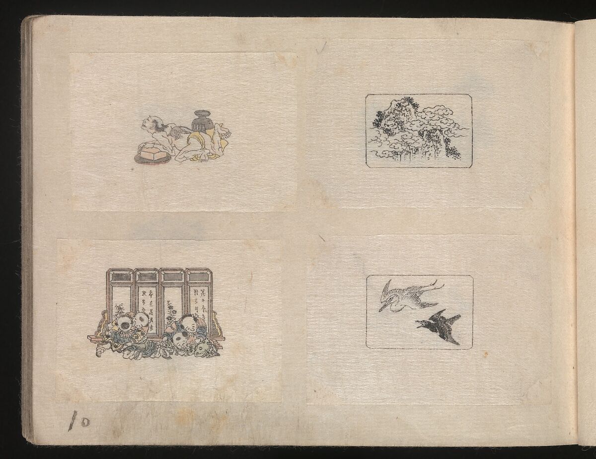 Miniature Drawings for Craftspeople, Katsushika Hokusai (Japanese, Tokyo (Edo) 1760–1849 Tokyo (Edo)), Two albums pasted with 548 drawings; ink and color on paper, Japan