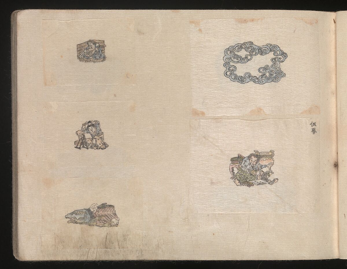 Miniature Drawings for Craftspeople, Katsushika Hokusai (Japanese, Tokyo (Edo) 1760–1849 Tokyo (Edo)), Two albums pasted with 548 drawings; ink and color on paper, Japan
