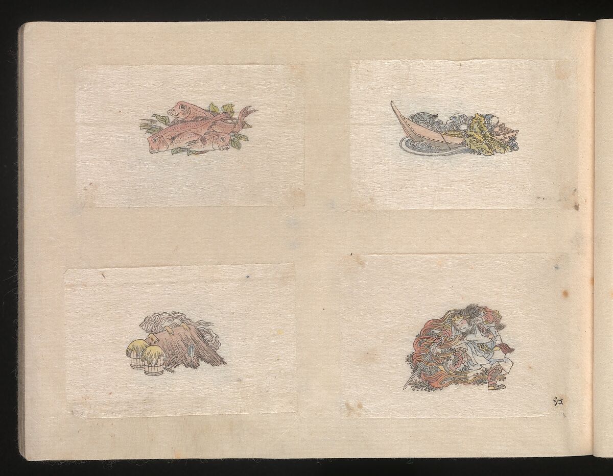 Miniature Drawings for Craftspeople, Katsushika Hokusai (Japanese, Tokyo (Edo) 1760–1849 Tokyo (Edo)), Two albums pasted with 548 drawings; ink and color on paper, Japan