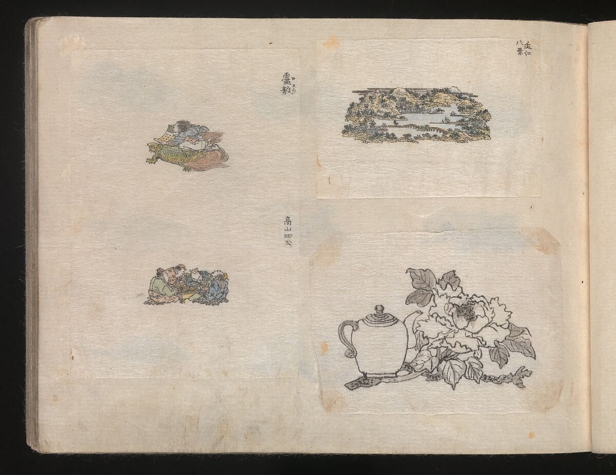 Miniature Drawings for Craftspeople, Katsushika Hokusai (Japanese, Tokyo (Edo) 1760–1849 Tokyo (Edo)), Two albums pasted with 548 drawings; ink and color on paper, Japan