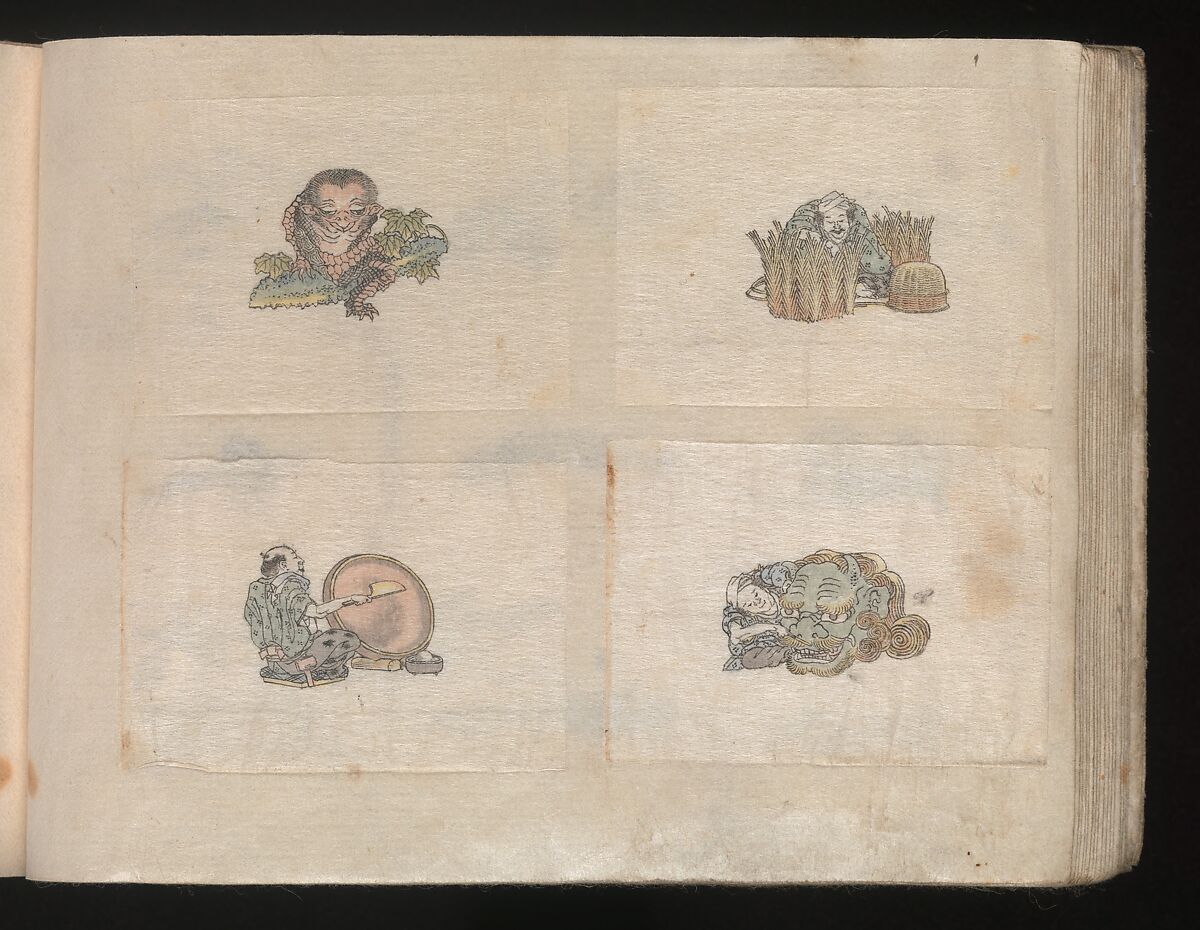 Miniature Drawings for Craftspeople, Katsushika Hokusai (Japanese, Tokyo (Edo) 1760–1849 Tokyo (Edo)), Two albums pasted with 548 drawings; ink and color on paper, Japan