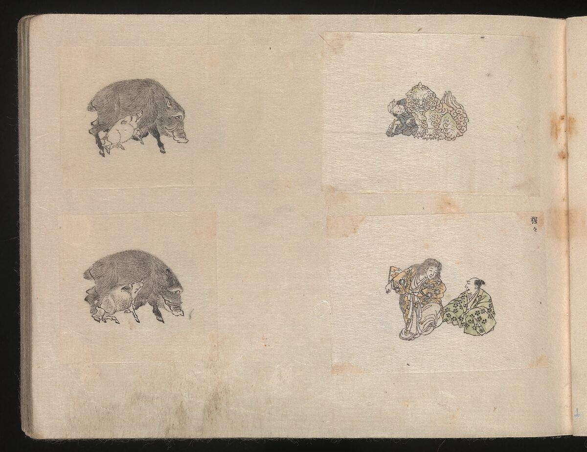 Miniature Drawings for Craftspeople, Katsushika Hokusai (Japanese, Tokyo (Edo) 1760–1849 Tokyo (Edo)), Two albums pasted with 548 drawings; ink and color on paper, Japan