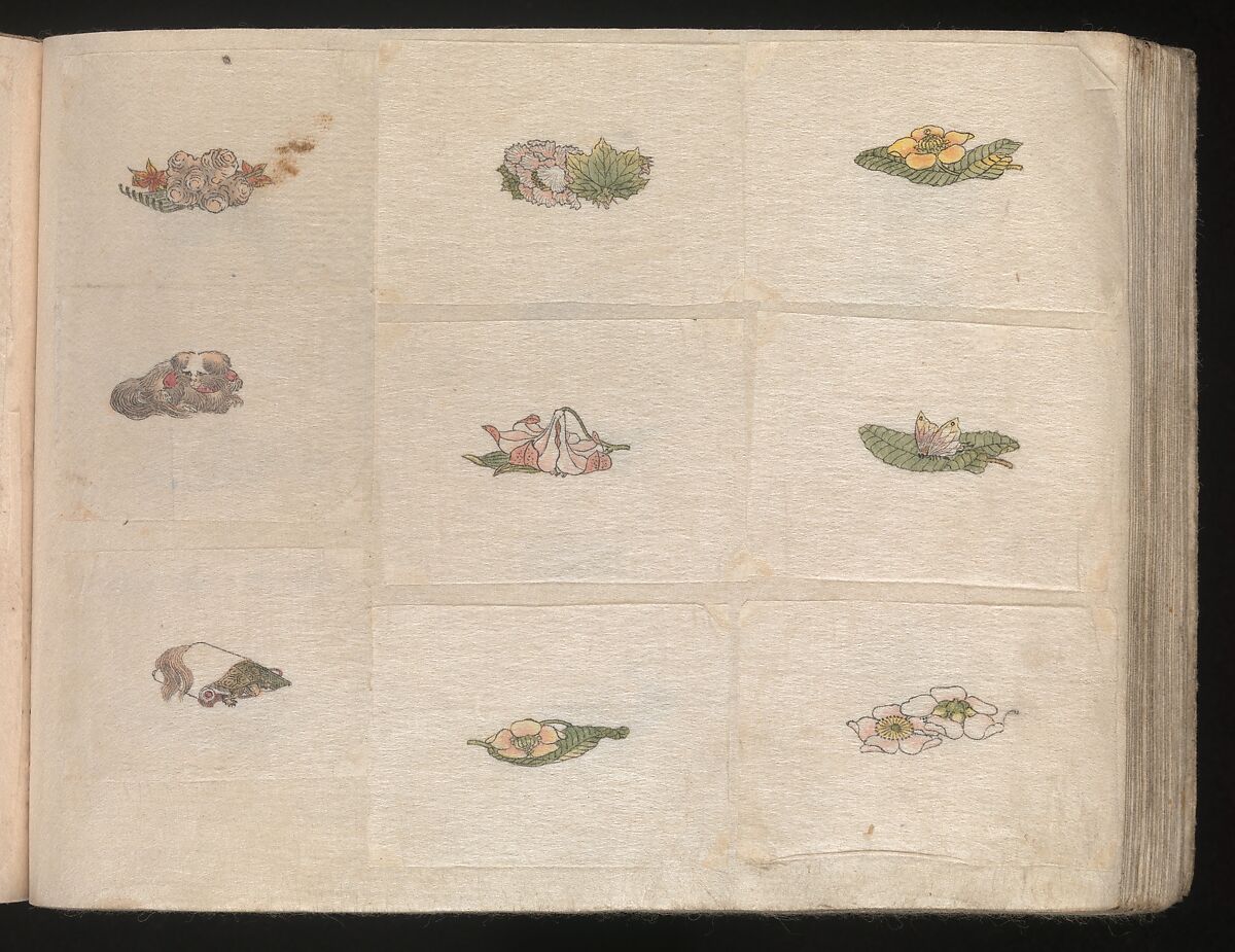 Miniature Drawings for Craftspeople, Katsushika Hokusai (Japanese, Tokyo (Edo) 1760–1849 Tokyo (Edo)), Two albums pasted with 548 drawings; ink and color on paper, Japan