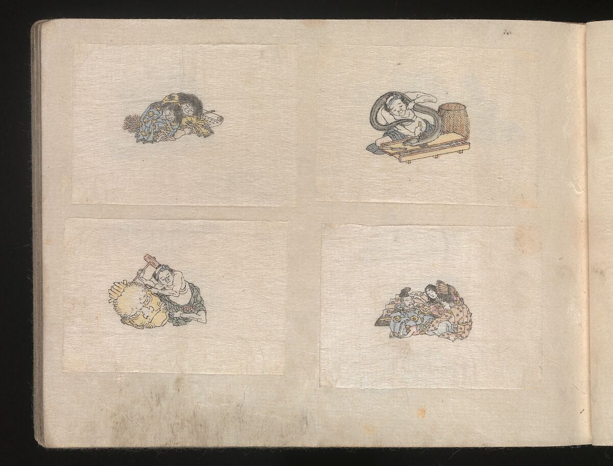 Miniature Drawings for Craftspeople, Katsushika Hokusai (Japanese, Tokyo (Edo) 1760–1849 Tokyo (Edo)), Two albums pasted with 548 drawings; ink and color on paper, Japan