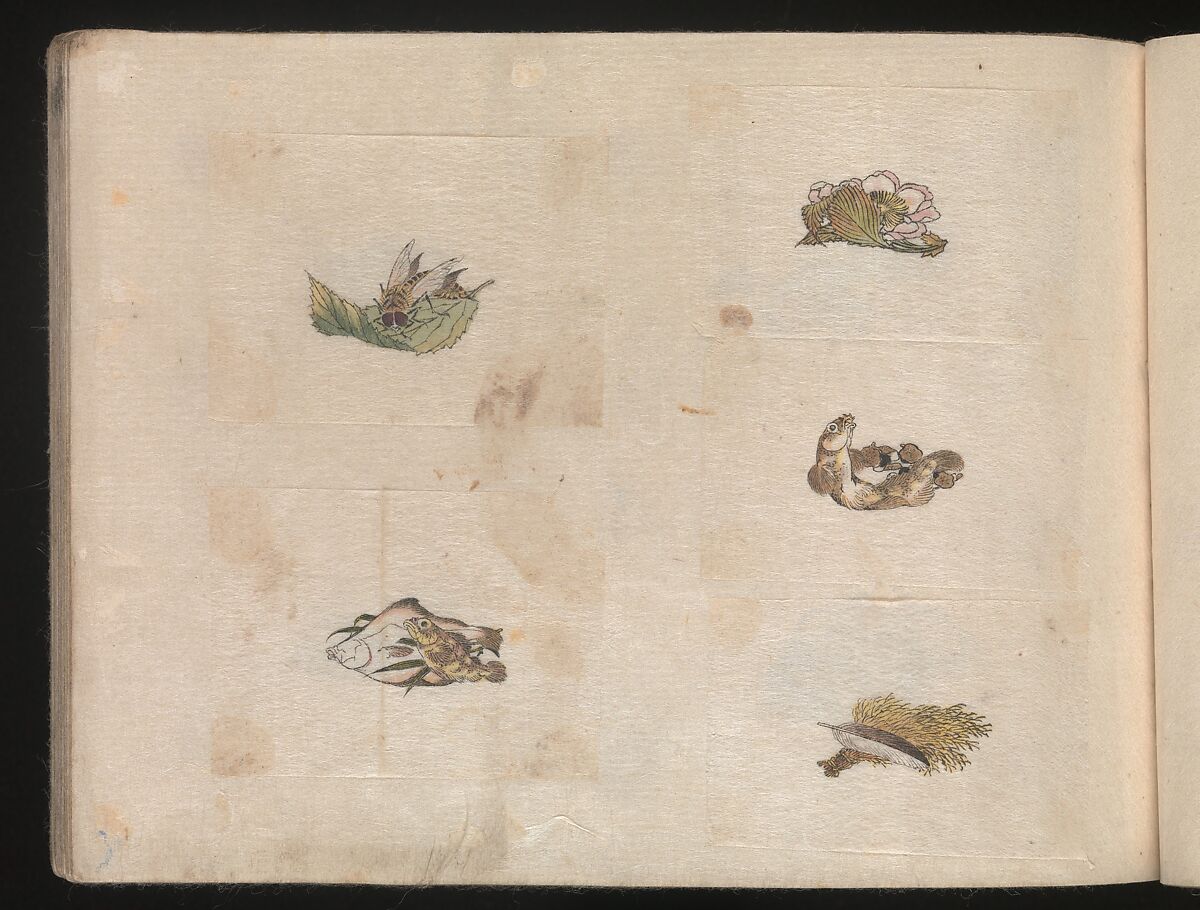Miniature Drawings for Craftspeople, Katsushika Hokusai (Japanese, Tokyo (Edo) 1760–1849 Tokyo (Edo)), Two albums pasted with 548 drawings; ink and color on paper, Japan