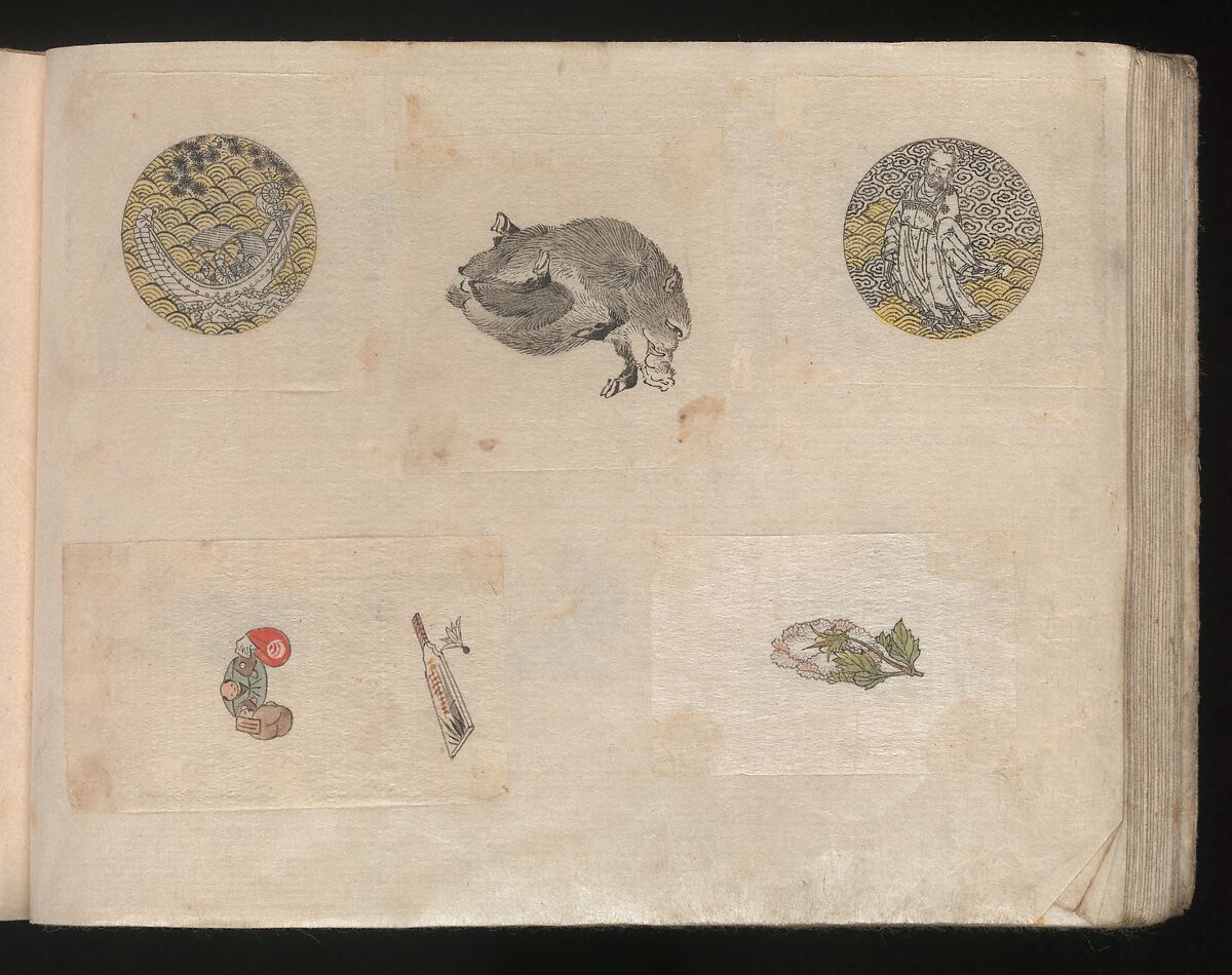 Miniature Drawings for Craftspeople, Katsushika Hokusai (Japanese, Tokyo (Edo) 1760–1849 Tokyo (Edo)), Two albums pasted with 548 drawings; ink and color on paper, Japan