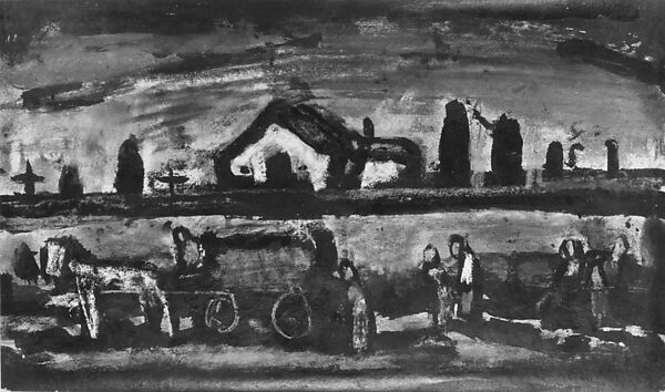The Old Wall, Georges Rouault (French, Paris 1871–1958 Paris), Pastel and brush and black ink on paper 