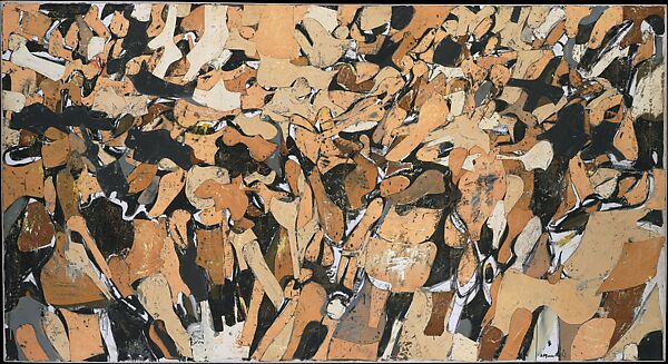 The Battle, Conrad Marca-Relli (American, 1913–2000), Oil cloth, tinted canvas, enamel paint, and oil on canvas 