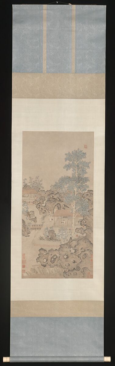 Playing the zither for a crane, Unidentified artist, Hanging scroll; ink and color on paper, China