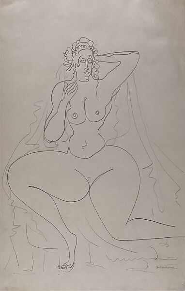 Nude, Gaston Lachaise (American (born France) Paris 1882–1935 New York), Graphite on paper 
