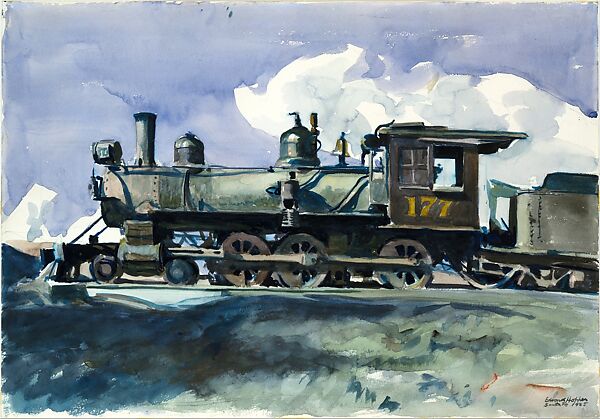D. & R.G. Locomotive, Edward Hopper (American, Nyack, New York 1882–1967 New York), Watercolor and graphite on paper 