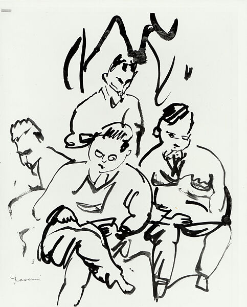 Four Men, Jules Pascin (American (born Bulgaria), Vidin 1885–1930 Paris), Brush and black ink on paper 