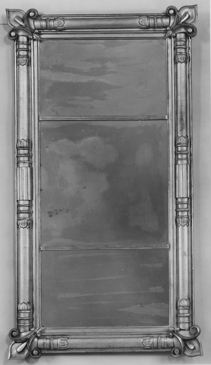 Looking Glass, Attributed to Isaac Platt (1793–1875), Glass, gesso, American