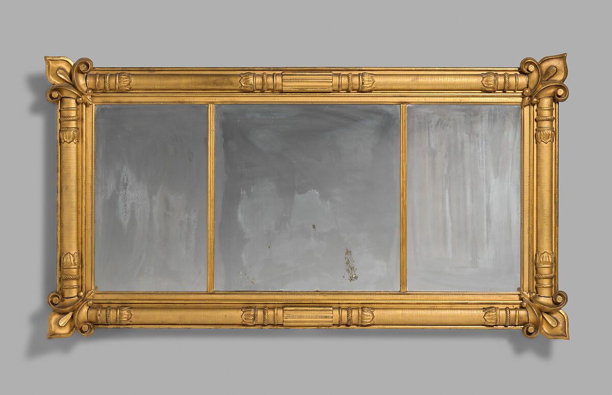 Looking Glass, Attributed to Isaac Platt (1793–1875), Glass, gesso, American 