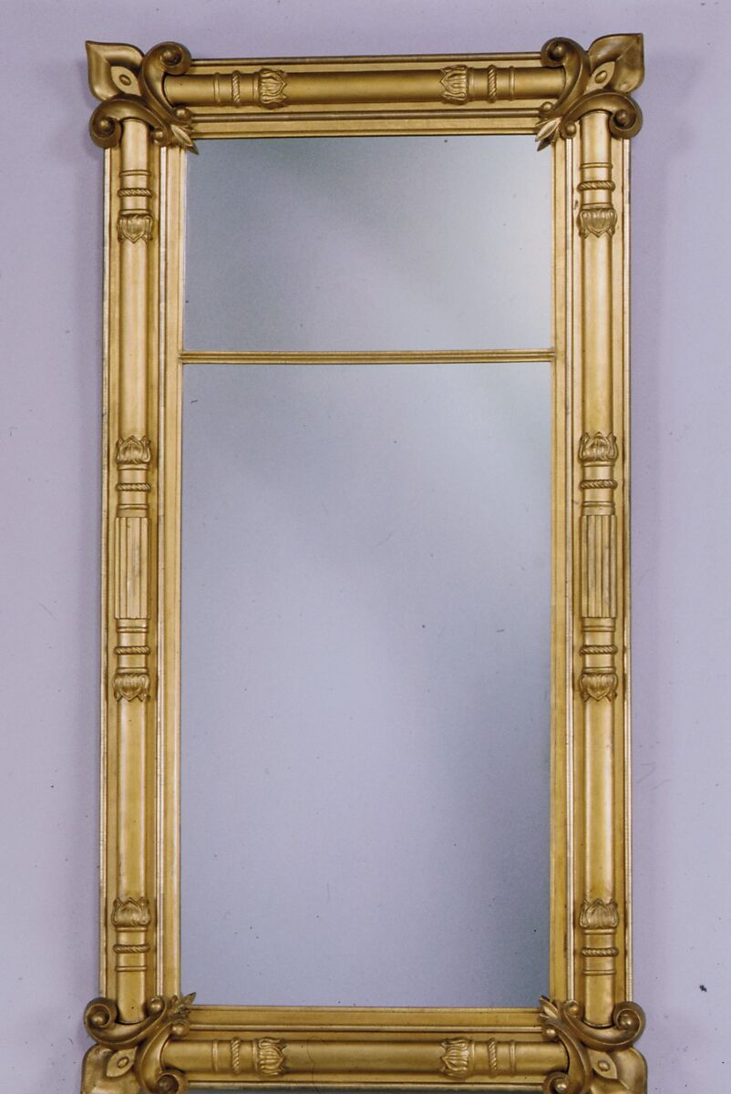 Looking Glass, Attributed to Isaac Platt (1793–1875), Glass, gesso, American