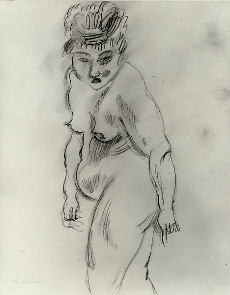 Nude Woman, Jules Pascin (American (born Bulgaria), Vidin 1885–1930 Paris), Graphite and charcoal on paper 