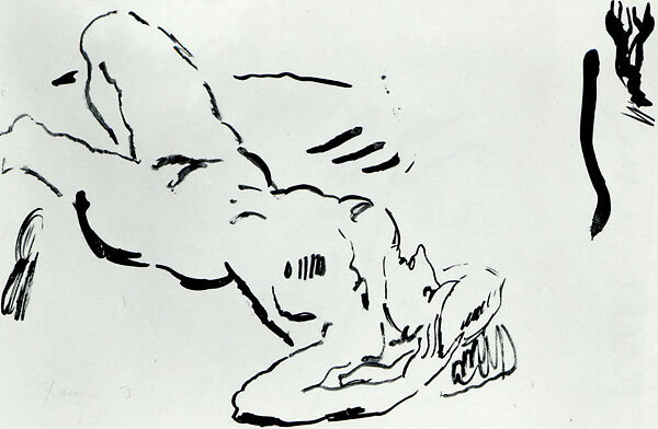 Reclining Nude, Jules Pascin (American (born Bulgaria), Vidin 1885–1930 Paris), Brush and black ink on paper 