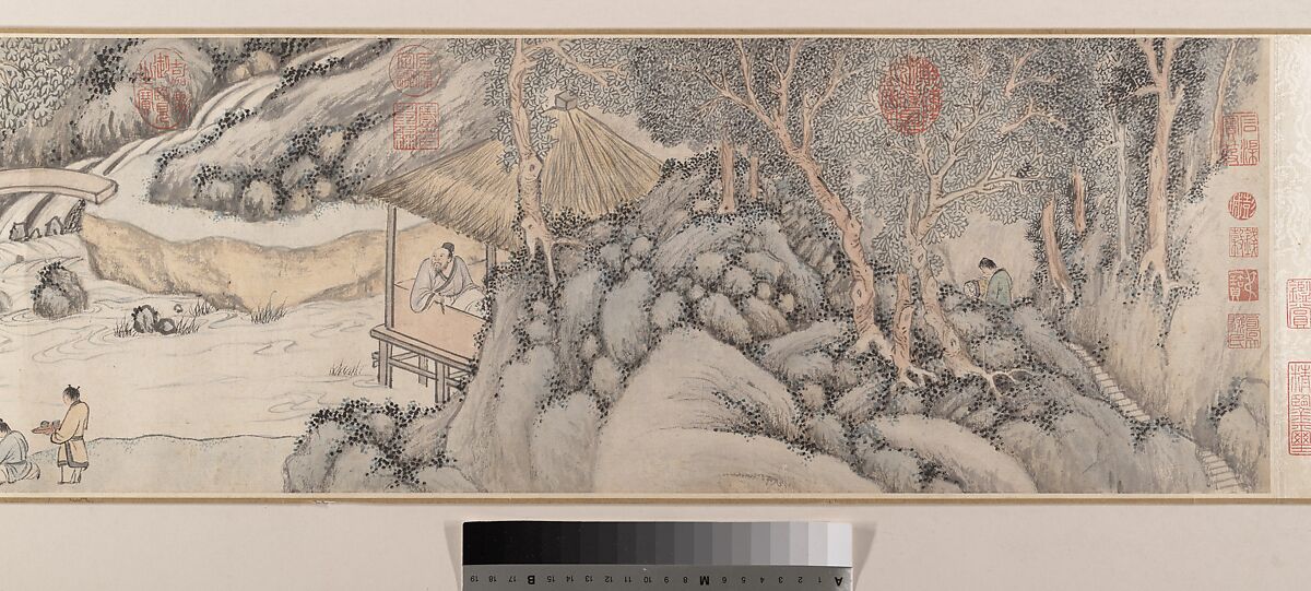 Gathering at the Orchid Pavilion, Qian Gu (Chinese, 1508–ca. 1578), Handscroll; ink and color on paper, China