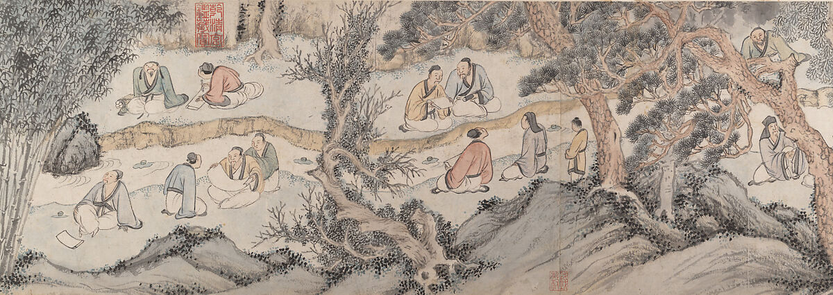 Gathering at the Orchid Pavilion, Qian Gu  Chinese, Handscroll; ink and color on paper, China