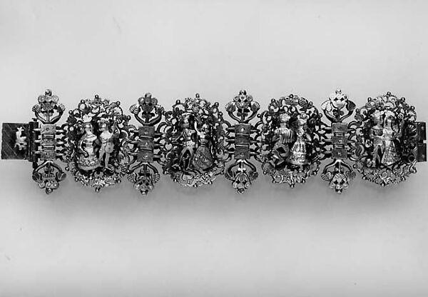 Bracelet, Ilya Schor (American, born in Zloczow, Galicia (now Ukraine) 1904–1961), Silver, gold, diamonds 