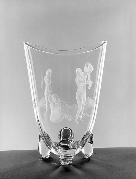"The Bathers" Vase, Rodrigo Moynihan (British (born Spain), Santa Cruz de Tenerife, Canary Islands 1910–1990 London), Glass 