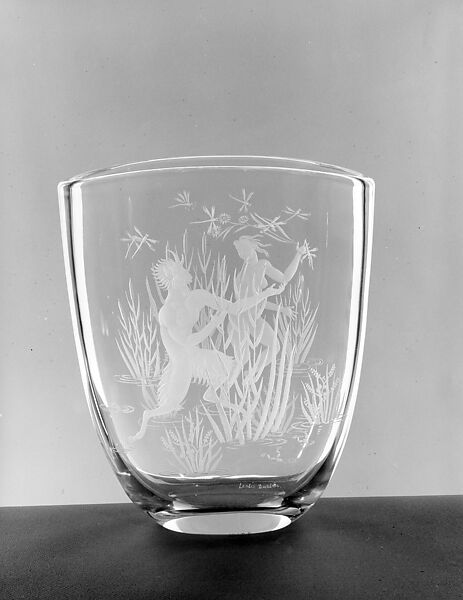 "Pan and Nymph" Vase, Leslie Durbin (British, London 1913–2005 Surrey, England), Glass 
