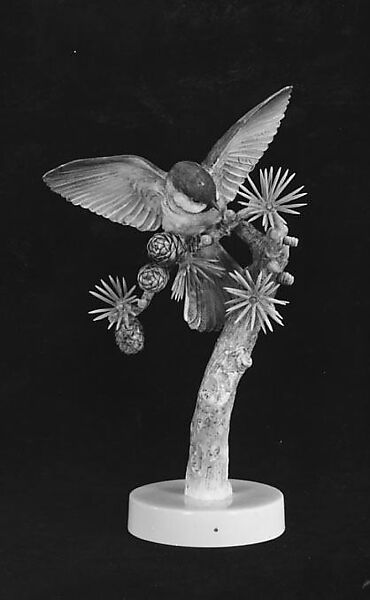 Chickadee and Larch, Dorothy Doughty (British, 1893–1963), Glazed bone china 