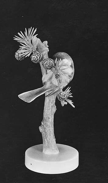 Chickadee and Larch, Dorothy Doughty (British, 1893–1963), Glazed bone china 