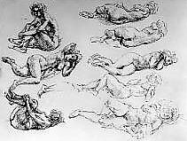 Study of Nudes, Reginald Marsh (American, Paris 1898–1954 Dorset, Vermont), Ink on paper 