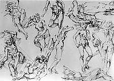 Study of Nudes, Reginald Marsh (American, Paris 1898–1954 Dorset, Vermont), Ink on paper 