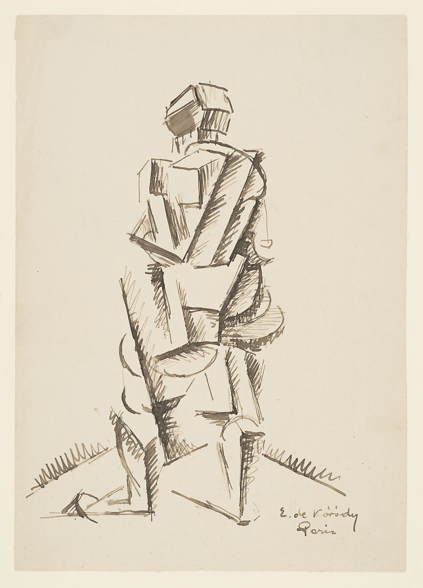 Standing Figure, Elemér de Kóródy (Hungarian, 1889–1918), Ink on paper 