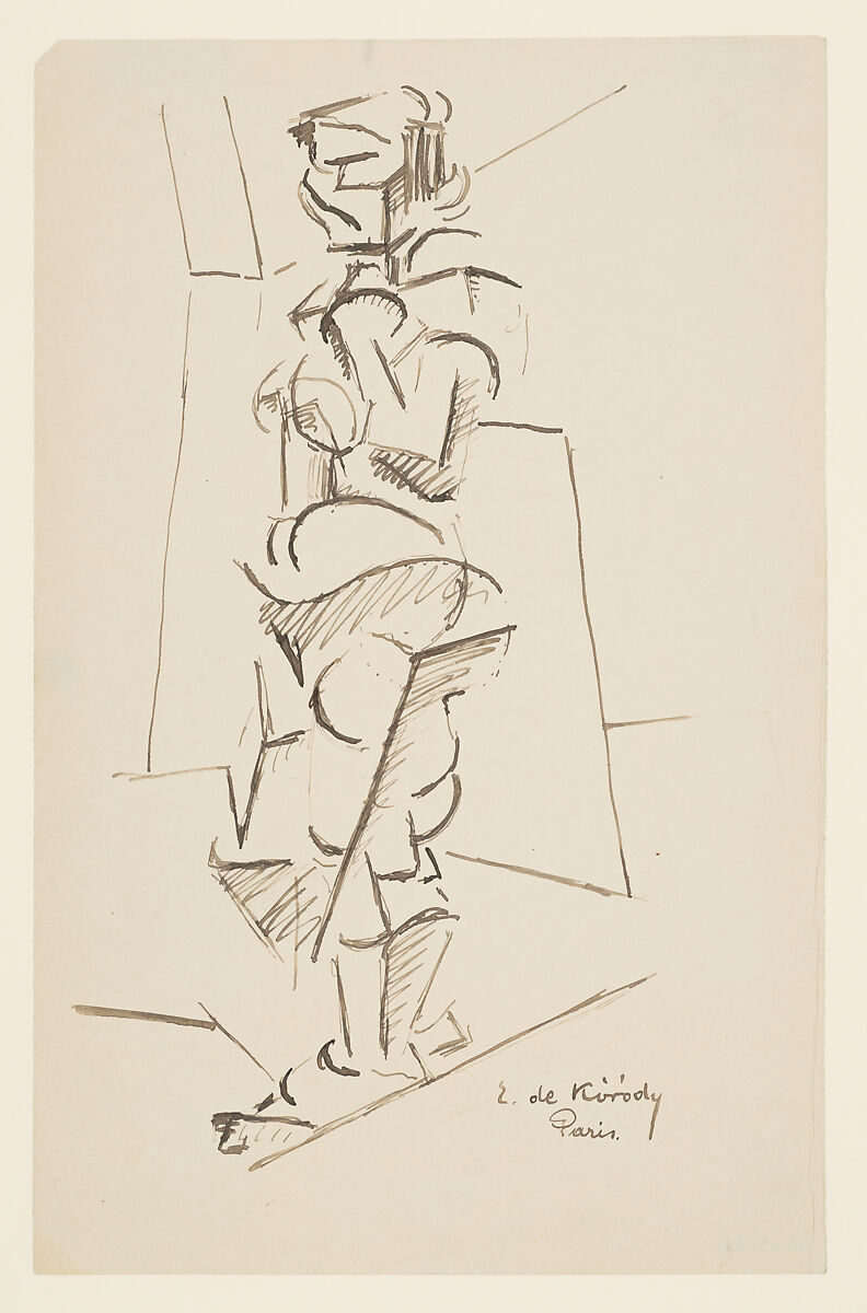 Standing Figure, Elemér de Kóródy (Hungarian, 1889–1918), Ink on paper 