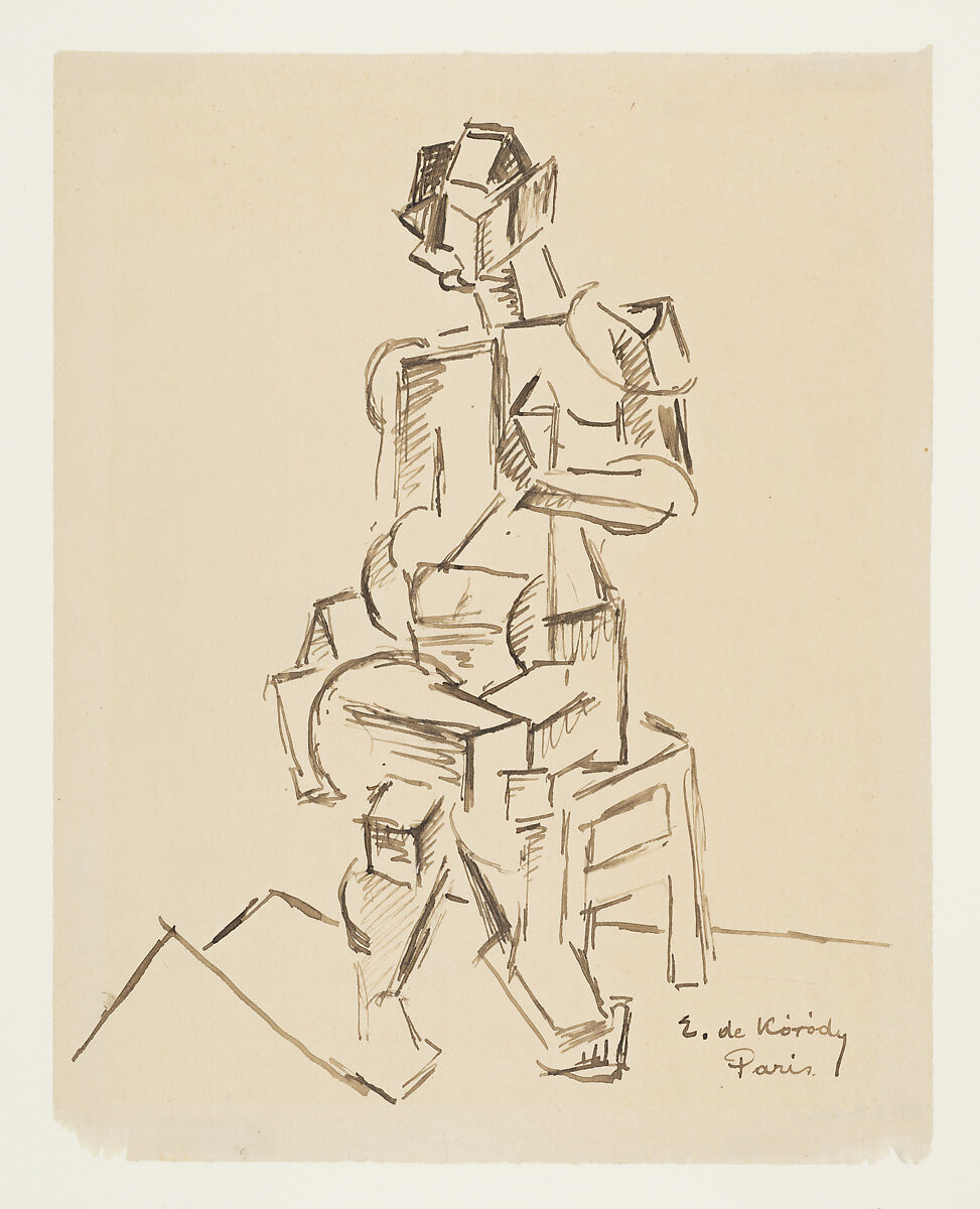 Seated Figure, Elemér de Kóródy (Hungarian, 1889–1918), Ink on paper 